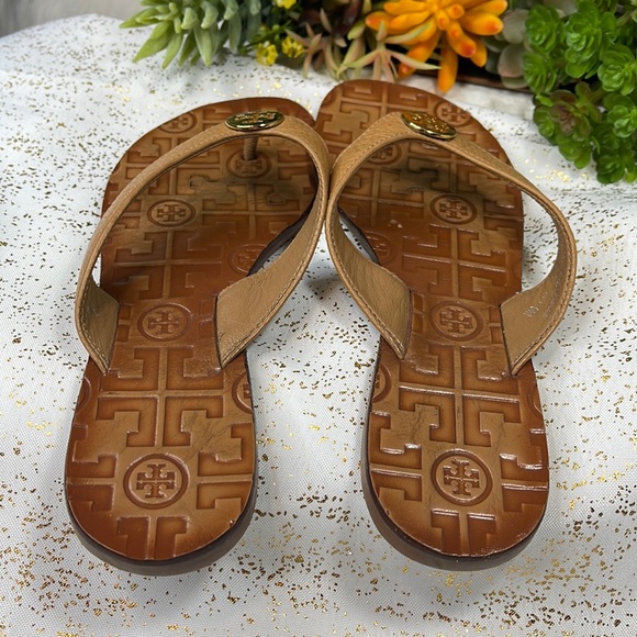 Tory Burch shoes Flip flops sandals Thora flats tan gold - Picture 4 of 14